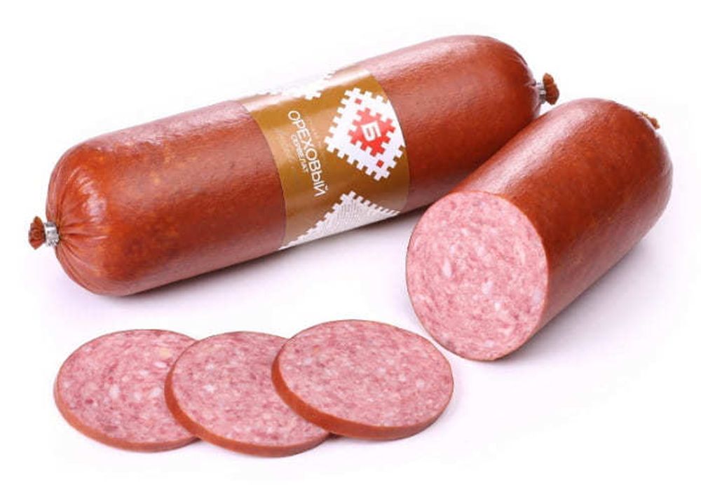 Белорусская колбаса варено-копченая "Сервелат Ореховый" Брест - купить с  доставкой на дм по Москве и области