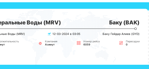 Минвод – Баку: авиабилеты, азимут и другие особенности путешествия